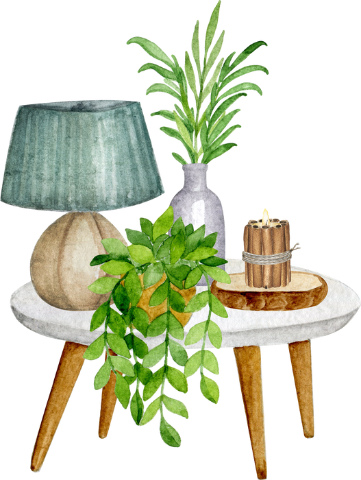 Watercolor boho flat, home decor